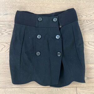 Proenza Schouler black skirt with a scalloped hem & double button front Size 8
